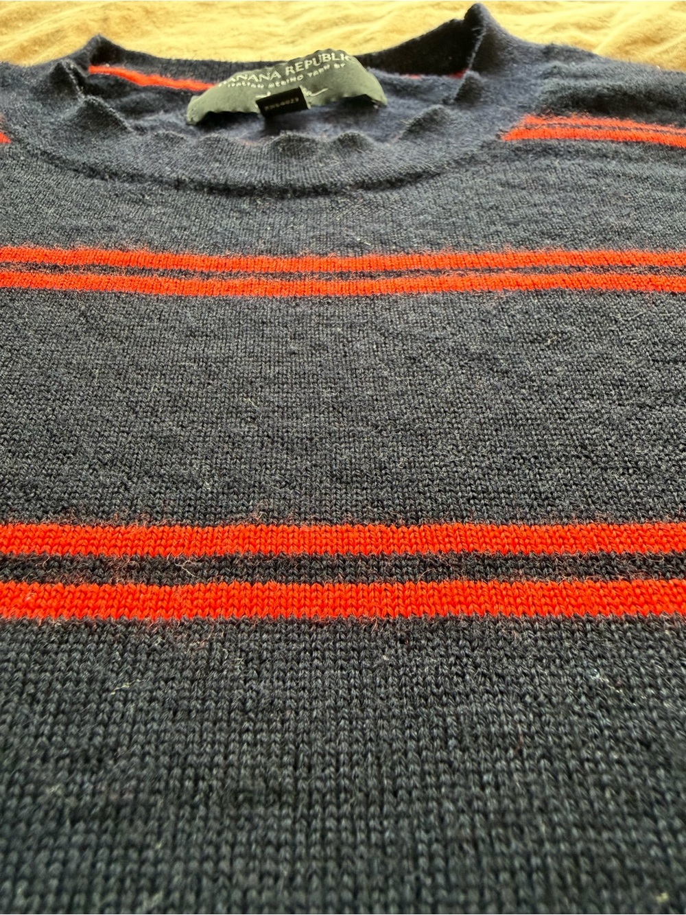 Banana Republic merino wool long sleeve polo shirt striped men’s medium - Picture 7 of 13